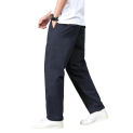 Zipper Closure Pants Men's Straight Fit Casual Pants with Multiple Pockets Mid Waist Solid Color Trousers for Summer Fall