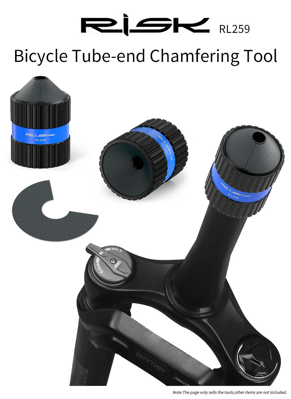 Description Picture 2 of itemRISK Bicycle Fork Seatpost Cutting Grinder Hand Polish Angle Grinding Trimming Tool Bike Fork Corner Repair Tool with Sand Paper