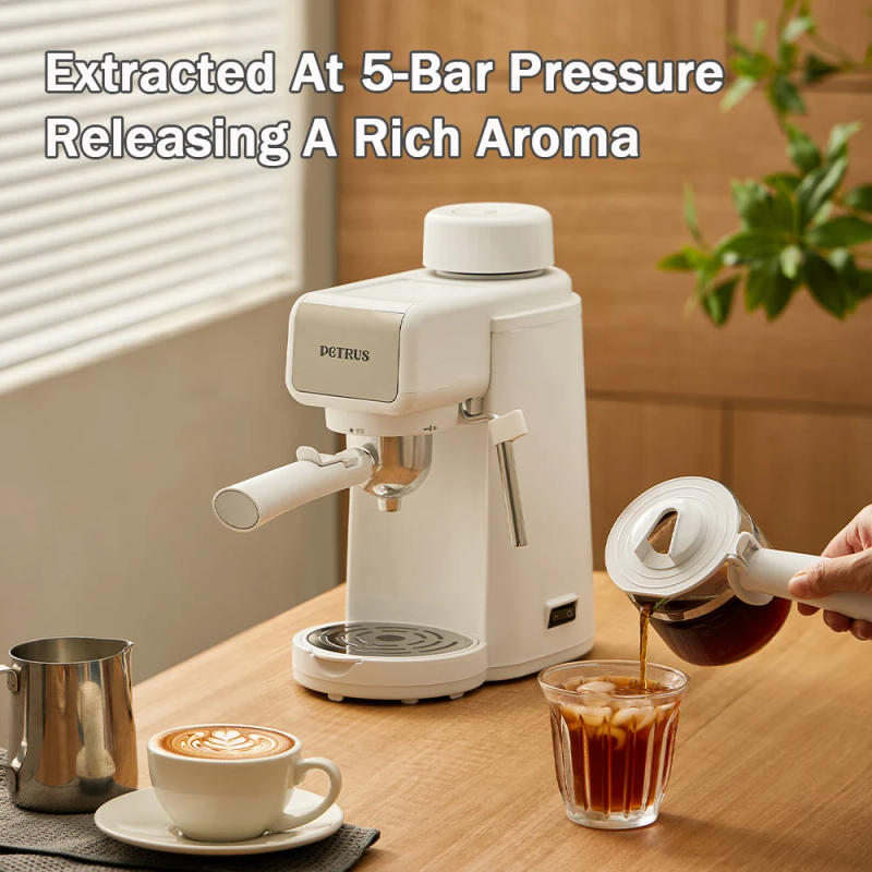 Description Picture 3 of itemPetrus Espresso Coffee Machine Mini 5 Bar With Fancy Milk Function Latte Cappuccino For Beginners