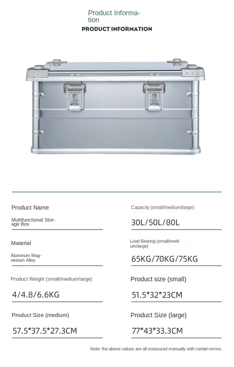Description Picture 4 of item30-80L Camping Picnic Travel Aluminum Alloy Large Capacity Box Accessories Storage Bag Hiking Accessories Outdoor Storage