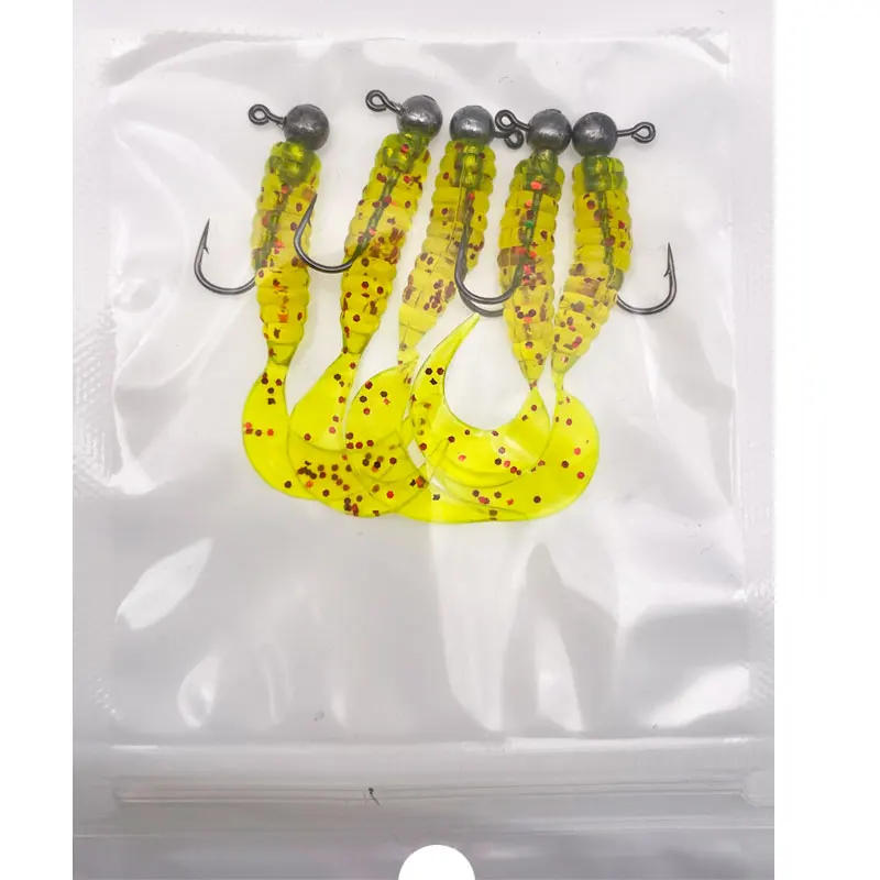Description Picture 5 of itemJYJ 5pcs/bag 1g jig hook with 4cm fishing grub worm maggot soft small lure bait artificail fishing tackle for perch crappie bass
