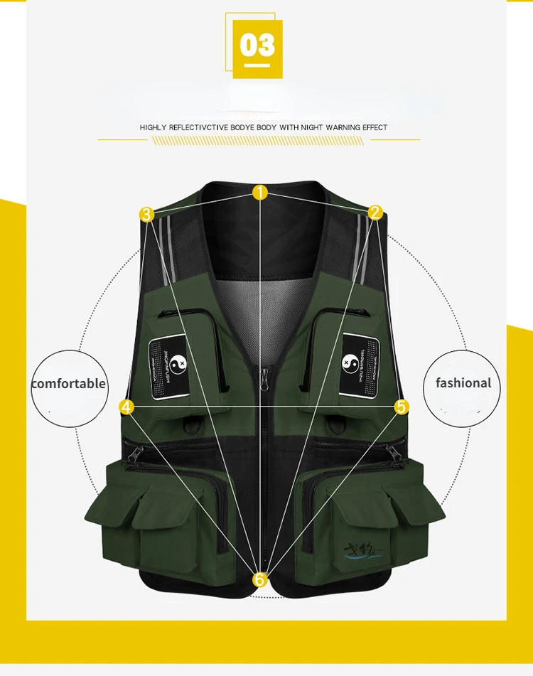 Description Picture 6 of itemFishing Clothing Detachable Breathable Mesh Fishing Vest with Large Pockets Light Fly Lure Men Vests Perfect for All Seasons