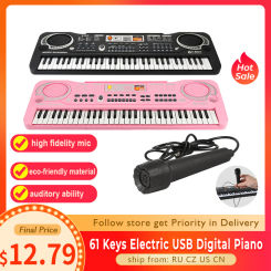 61 Keys Electronic Organ USB Digital Keyboard Piano Musical Instrument Kids Toy with Microphone Electric Piano for children kids