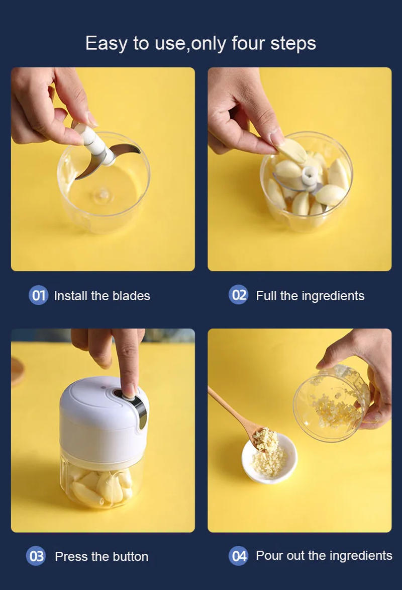 Description Picture 6 of item250ml Rechargeable Kitchen Portable Electric Garlic Vegetable Chopper Mini Food Processor Food Blender