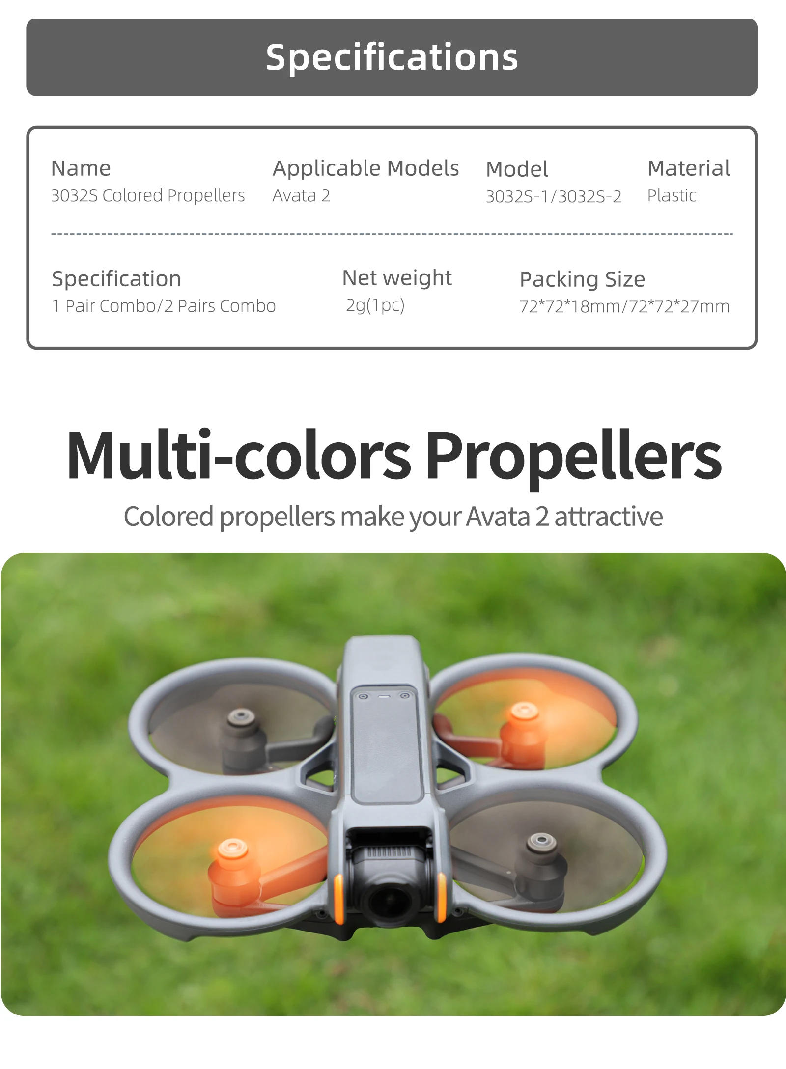 Description Picture 3 of item4pcs Avata 2 Propellers 3032S Blade Propeller Replacement Spare Parts For DJI  Avata 2 Drone Accessories