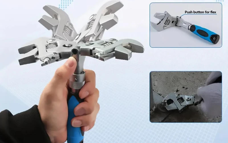 Description Picture 4 of item10 Inch Adjustable Wrench Torque Ratchet Wrench 180 Degree Folding Spanner Hand Tools for Plumbing Auto Repair Home Maintenance