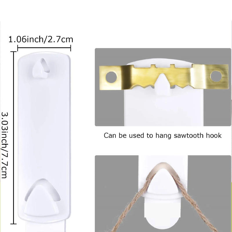 Description Picture 5 of item8 X Sawtooth Picture Hangers with 3M Command strips, Damage Free Frame Hangers No Tools Wall Hooks for Hanging Sawtooth Frames