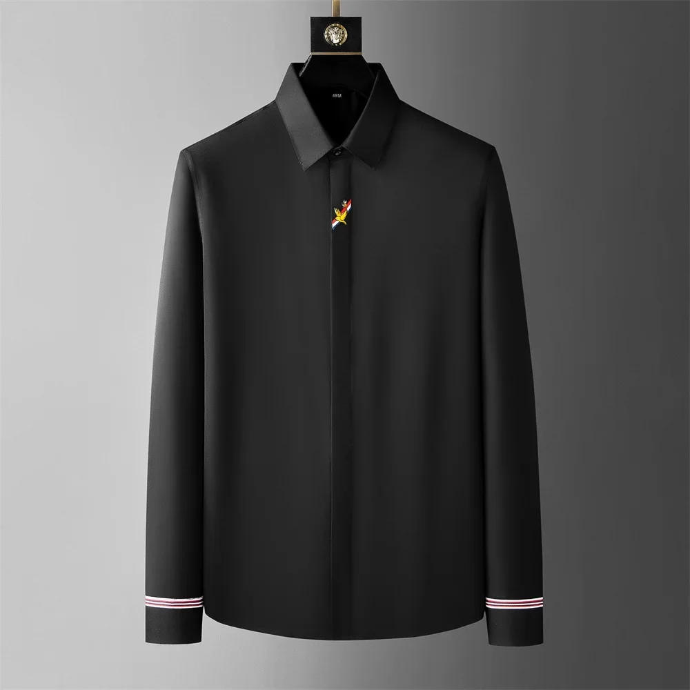 Description Picture 4 of itemBrand Clothing Luxury Embroidery Shirts Men Long Sleeve Slim Fit Casual Shirts High-quality Business Social Party Tuxedo Blouse