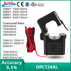 NJXSE OPCT24AL Current Transformer 1000/1 2000/1 2500/1 3000/1 4000/1 Split Core CT AC 0~400A Clamp Sensor 5A 50A 100A 200A 300A