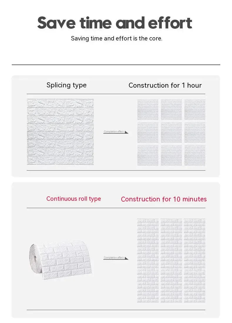 Description Picture 4 of item70cmx1/5/10m 3D Wallpaper Decoration Self-adhesive Antique Foam Brick Wallpaper Living Room Bedroom Waterproof 3d Wall Sticker