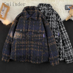 Japanese Fashion Woven Jacket Men's Spring Autumn Trendy Plaid Loose Top Handsome High-end Men's Casual Jacket Aesthetic Chic