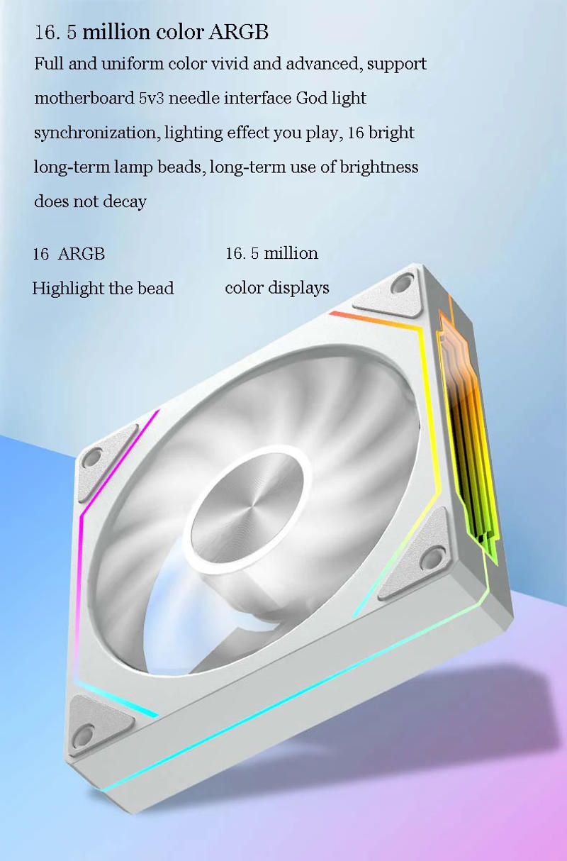 Description Picture 5 of itemOEM PRISM 5 PRO Computer Chassis Fan 12cm ARGB 4 Pin PWM Quiet Cooling Fan 12V Large Air Volume 45.2CFM/800-1600RPM