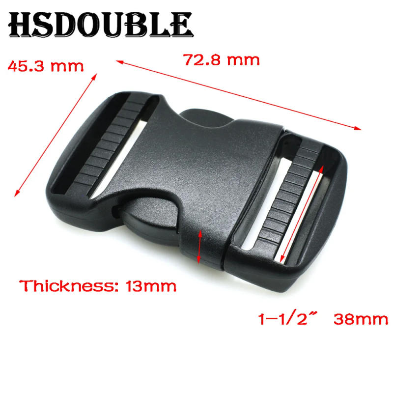 Description Picture 6 of item20mm 25mm 32mm~50mm Plastic Hardware Dual Adjustable Side Release Buckles Molle Tatical Backpack Belt Bag Parts Strap Webbing