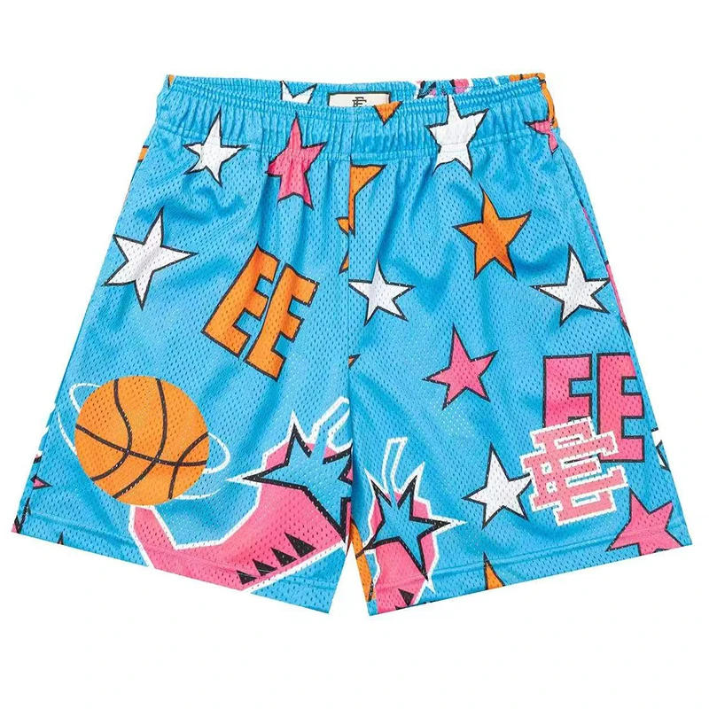 Description Picture 6 of item2024 New Summer Eric Emanuel EE Basic Mesh Short Classic Floral Printed Gym Shorts Men's Gym Basketball Sports Beach Shorts