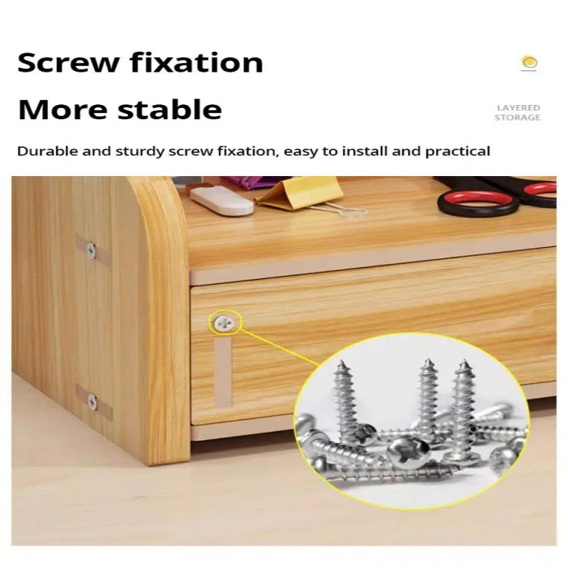 Description Picture 5 of item1pc Wooden Desk Organizer Multifunctional Desktop Stationery Pen Holder Box For Home Office School Supplies Storage Holder