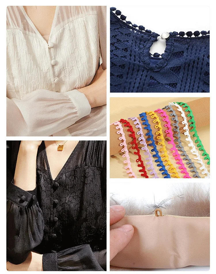 Description Picture 4 of itemElastic Lace Ribbon Black White Color Button Loops  DIY Multicolor Handmade Lace Trimming for Clothes Sewing Rubber Band 20yards