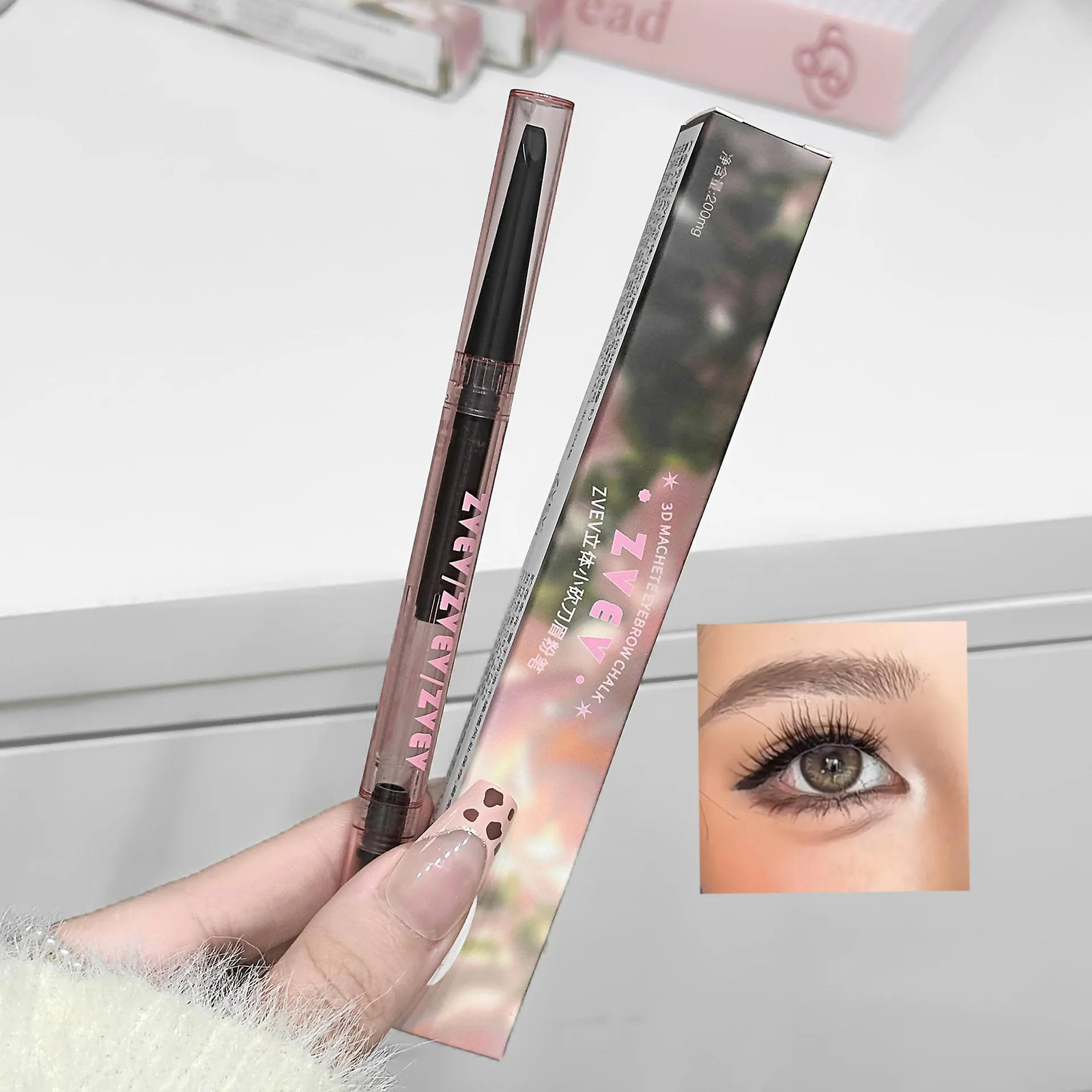 Description Picture 4 of item3 Colors Eyebrow Pencil Waterproof Double-headed Eyebrow Tattoo Natural Long Lasting Makeup Paint Eyebrow Brush Cosmetics