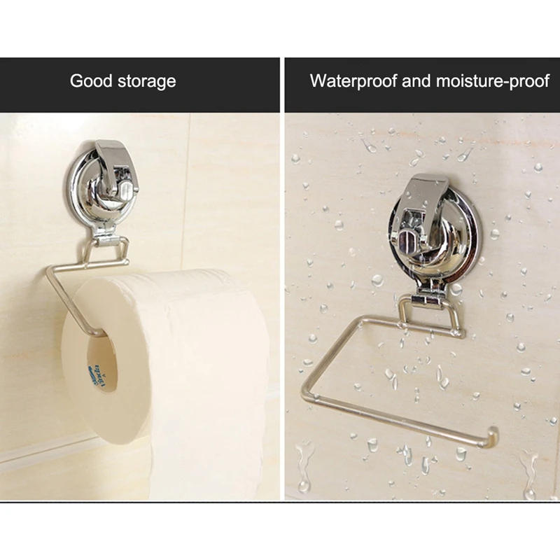 Description Picture 5 of itemVacuum Suction Cup Roll Paper Holder Silver Stainless Steel Tissue Rack Bathroom WC Toilet Wall Mounted Storage Shelf