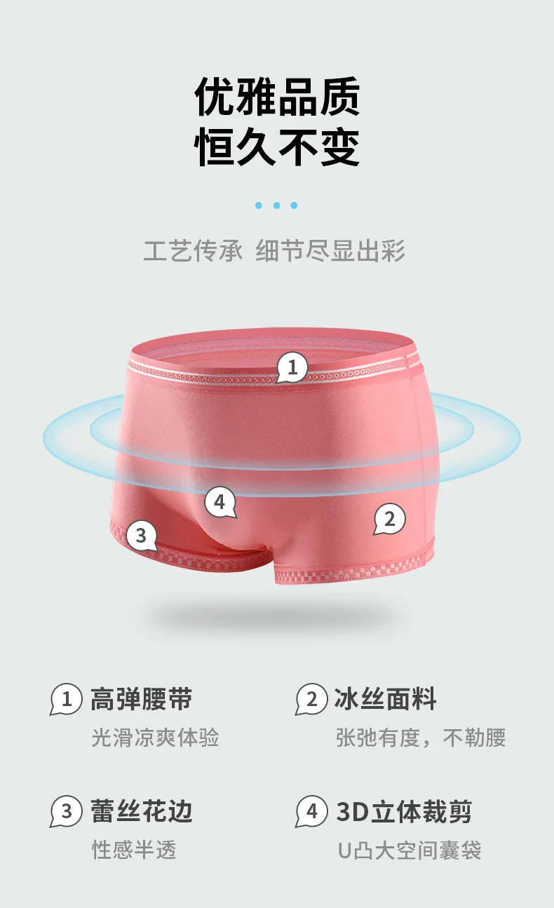 Description Picture 4 of itemHot Selling Ice Silk Men Underwear Seamless Transparent Boxer Shorts Ultra-thin Breathable Comfortable Panties Men's Boxers