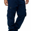 New men's casual multi pocket workwear pants, outdoor loose straight leg long pants, men's fitness pants, casual pants