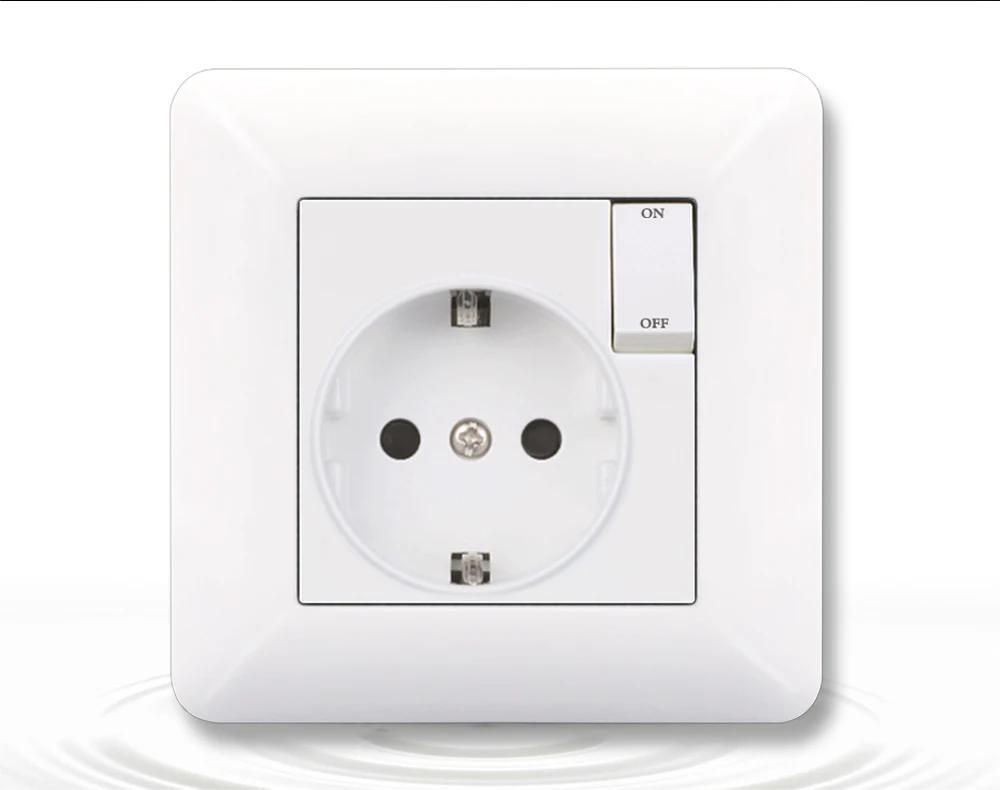 Description Picture 6 of itemEU power socket,16A 250V standard ground with safety door white new flame retardant PC panel 86mm*86mm wall socket