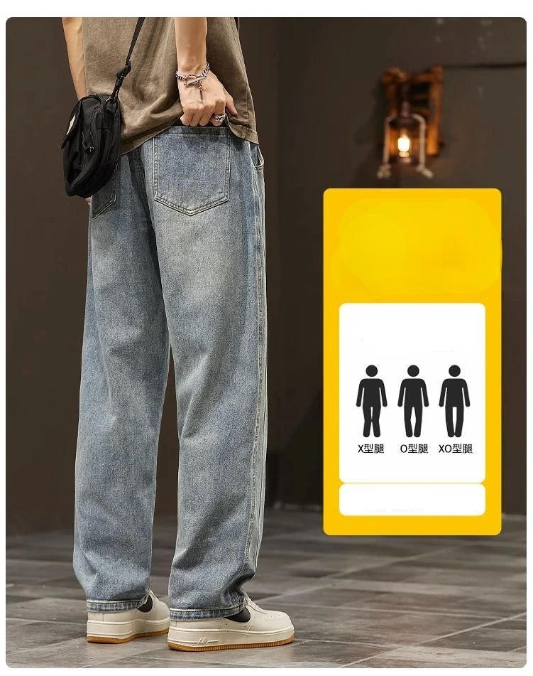 Description Picture 3 of itemElastic loose straight jeans men's baggy hosen denim pants casual trousers Korean style Sportswear clothing  jeans men pants