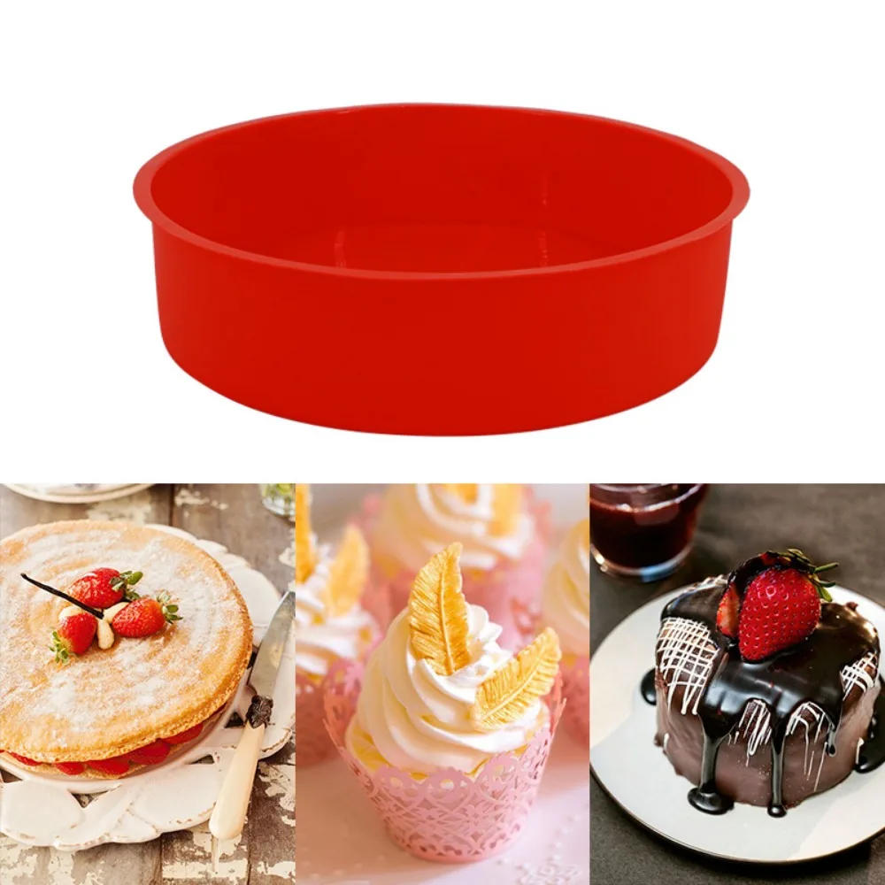 Description Picture 6 of itemSilicone Heart Shaped Cake Pans Nonstick Reusable Round Baking Tray Cake Bakeware Pan Toast Mold Baking Tool for Pastry Dessert
