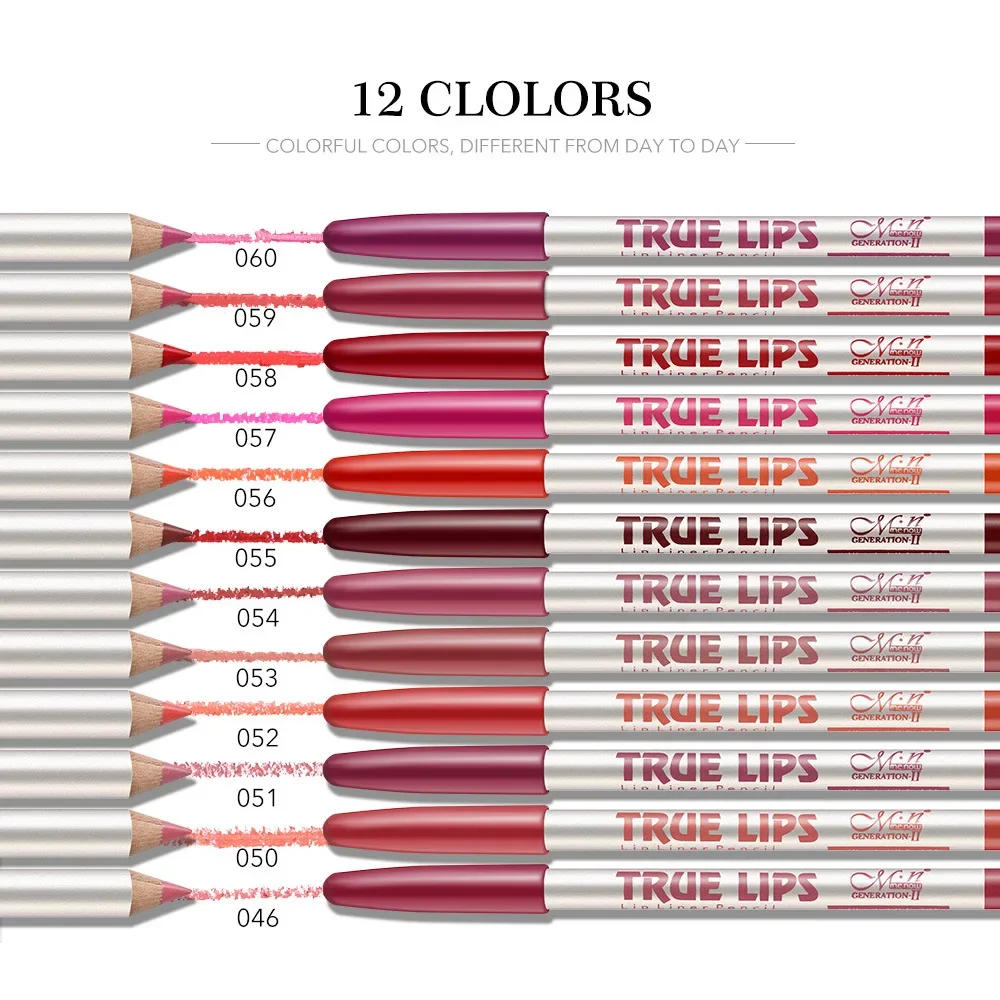Description Picture 6 of item6/12Pcs/Set Cosmetic Nude Matte Lipstick Pen Wooden Lip Liner Waterproof Lady Lip Liner Soft Pencil Contour Makeup Lipstick Tool