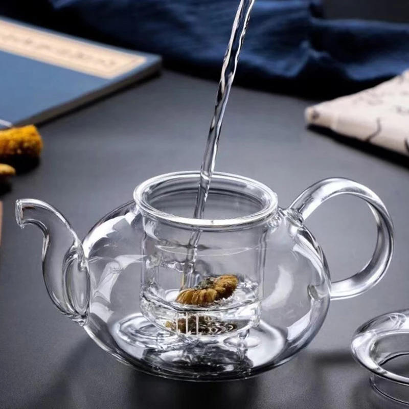 Description Picture 3 of itemHeat Resistant Glass Tea Pot,Glass Teapot With Infuser Tea Leaf Herbal Coffee Pot Tea Set Practical Bottle Flower TeaCup