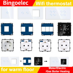 Smart Tuya WiFi Water/Electric/Gas Boiler Floor Heating Thermostat Wifi Switch /socket /Temperature Control Module Glass Panel