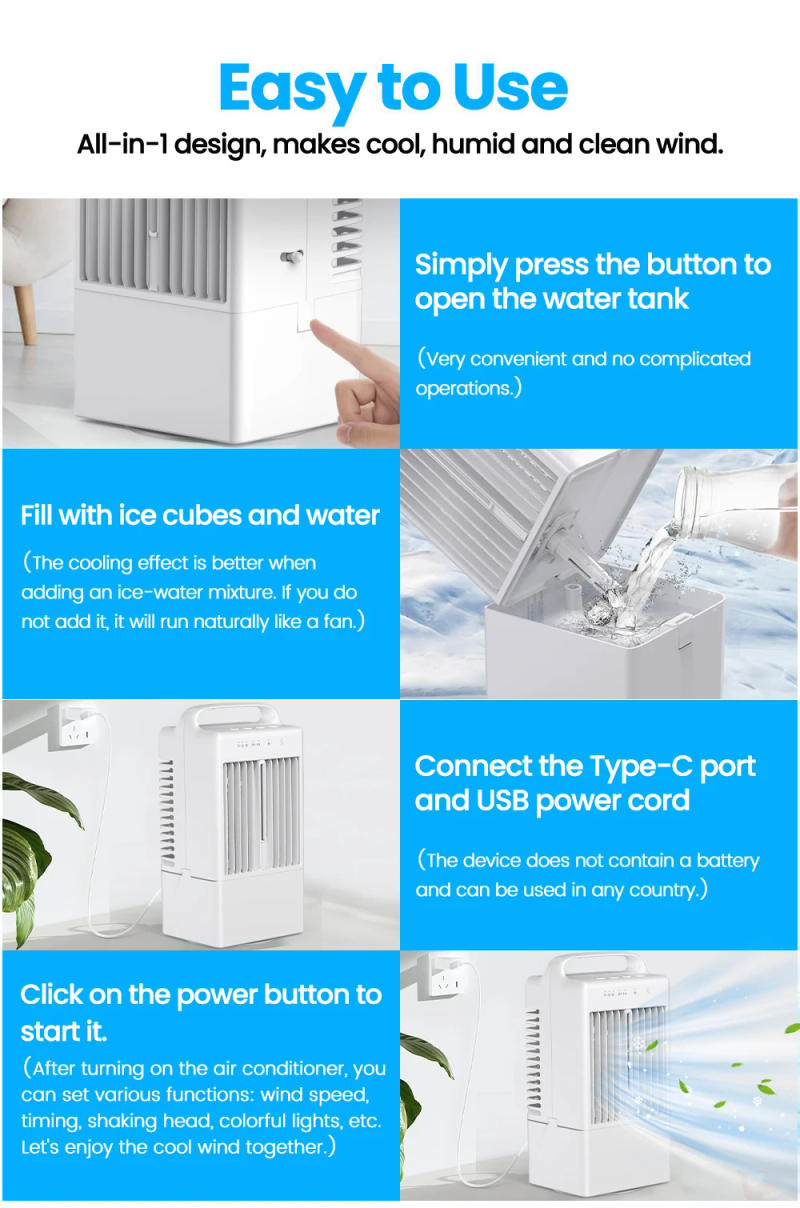 Description Picture 3 of itemSmall Electric Fan with Water and Ice Office Air Conditioning Fan Air-conditioning Fan Desktop USB Portable for Home Bedroom