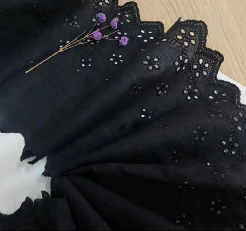 Description Picture 5 of item1 Meter Width 15cm 100% Cotton Lace Applique Trim Ribbon Handicraft Patchwork Embroidered DIY Garment Dress Accessories