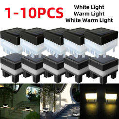 1-10Pcs Solar LED Fence Lamp Pillar Light Outdoor Garden Street LED Light Waterproof Square Post Cap Light LED Fence Yard Lamp
