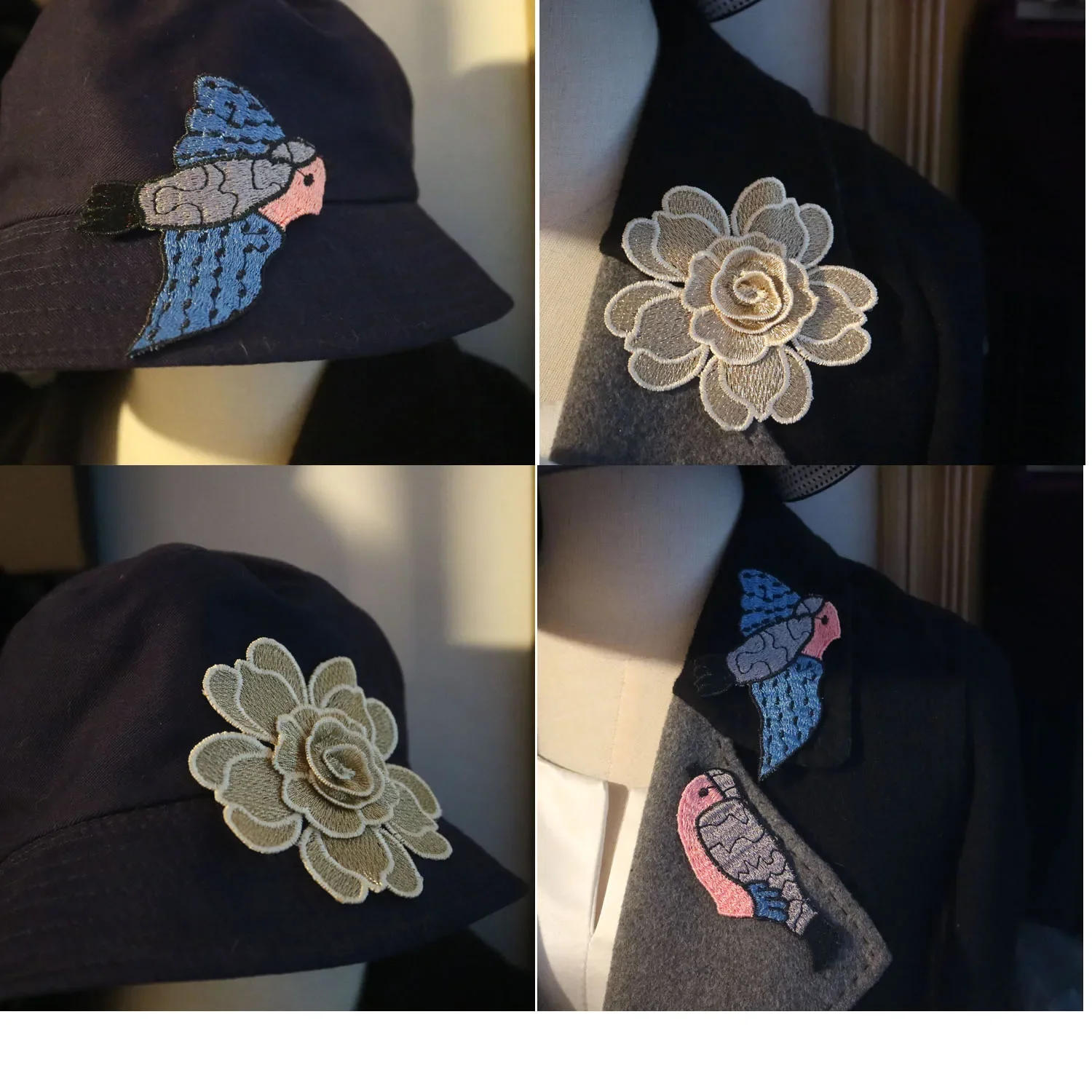 Description Picture 3 of itemGolden rose flower patches for clothes DIY sew on parche appliques birds Embroidery applique patch ropa clothing accessory