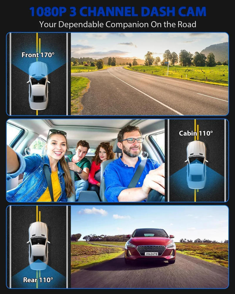 Description Picture 6 of itemNEW 3 Channel Car DVR WIFI Video Recorder Dash Cam for Cars 1080P with Rear View Camera for Vehicle Night Vision Car accessory