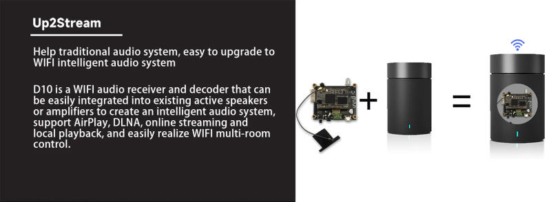 Description Picture 2 of itemD10 Up2Stream Mini Bluetooth Audio Receiver Board Bluetooth 5.0 Wireless Stereo Music Module Multiroom DIY WIFI Audio Board