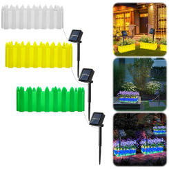 Plastic Picket Fence Garden Border Lawn Landscape Edging with Solar LED Light IP65 Waterproof Decorative Landscape Patch Panels