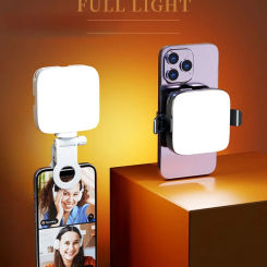 Mini LED Fill Light Bi-Color Lighting Cold Shoe For Camera Camcorder Vlog Removable Back Clip-on Mobile Phone Photography Light