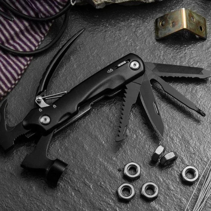Description Picture 5 of itemMulti-Function Stainless Steel Pliers 12 In 1 Portable Multi Tools Claw Hammer Lifesaving Hammer Knife Hand EDC Tools