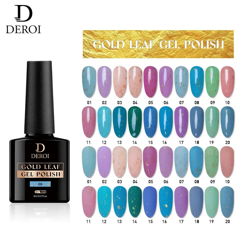 Description Picture 5 of itemDEROI Glitter Gel Nail Polish Sparking Regular Nail Polish Shiny Soak Off UV Gel Varnish Semi Permanent Nail Art Manicure 8ml