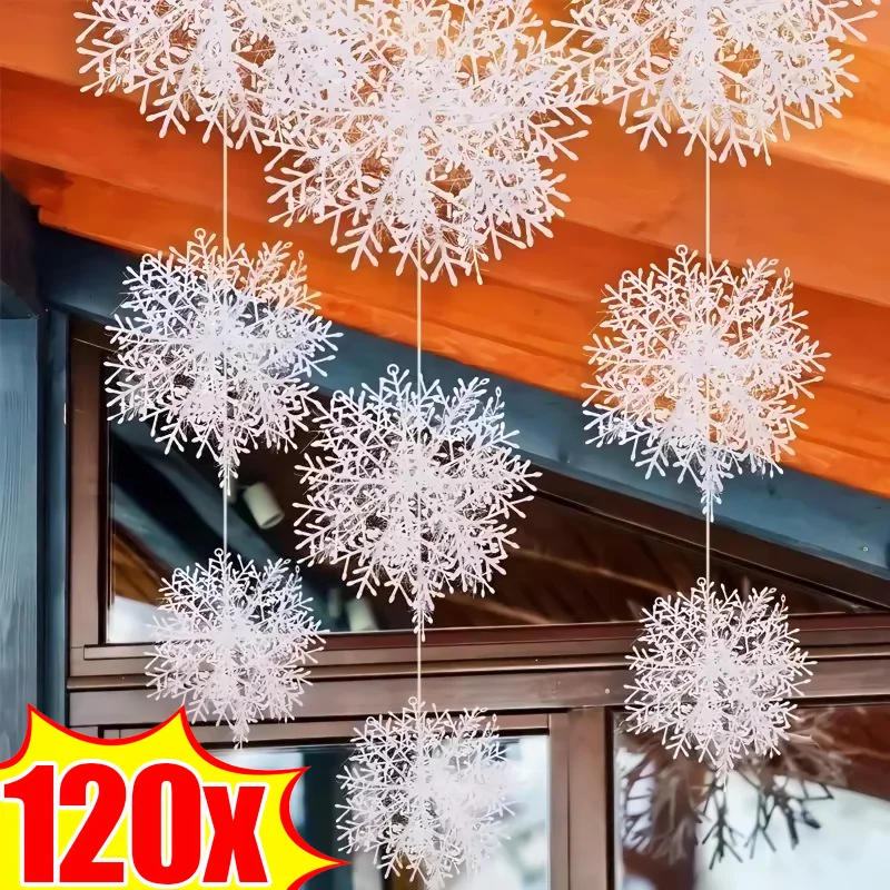 Description Picture 3 of item120/30PCS Christmas Snowflake Ornaments Glitter Fake White Snowflake Xmas Tree Hanging Pendents New Year Home Party Decorations