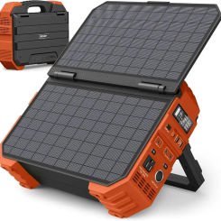 Portable Power Station with Built-in Solar Panel LiFePO4 Battery Pack Solar Generator for Outdoor Camping RV Travel