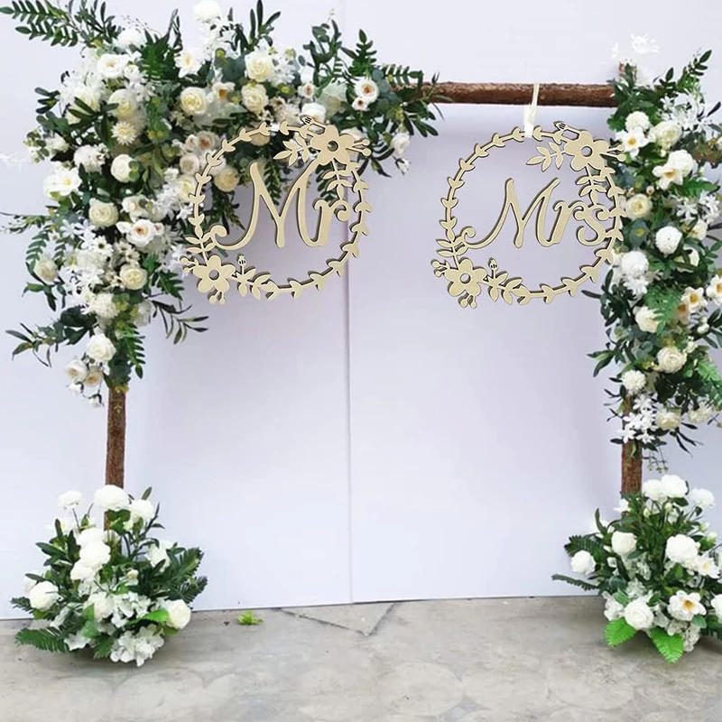 Description Picture 5 of item2pcs Wedding Wooden Chair Pendant Mr Mrs Letter Hanging Sign Vintage Rustic Wedding Decoration Photo Props Party Supplies Favor