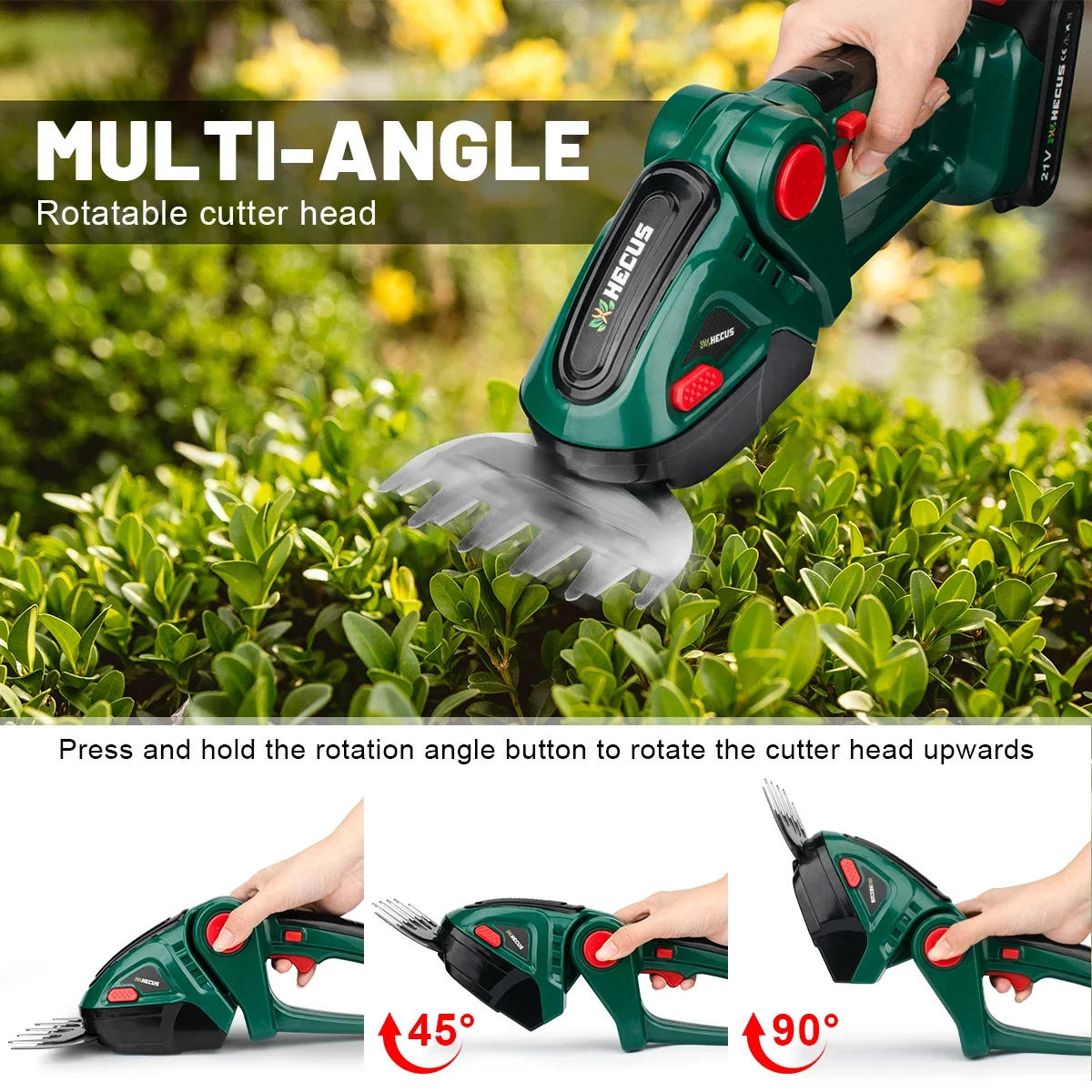 Description Picture 5 of itemHecus 2 IN 1 Cordless Electric Hedge Trimmer Lawn Mower Handheld Garden Shrub Pruning Trimmer Power Tools For Makita 18V Battery