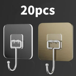 Big Size Hook Self-Adhesive PVC Stainless Steel Transparent Multi-Purpose Wall Holder Door Rack Kitchen Storage Organizer Home