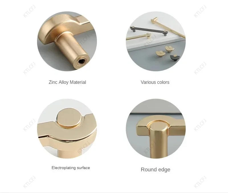 Description Picture 4 of itemNew Chinese Gold Wardrobe Door Small Handle Modern Minimalist Drawer Cabinet Handle Nordic Light Luxury Copper Brushed Handle