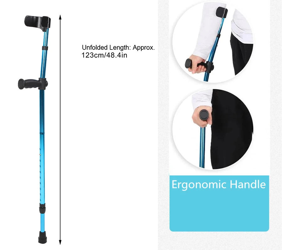 Description Picture 6 of itemAlloy Folding Crutch Adjustable Telescopic Underarm Cane Walking Stick  For Elderly Disabled Trekking Multifunction Hiking Canes