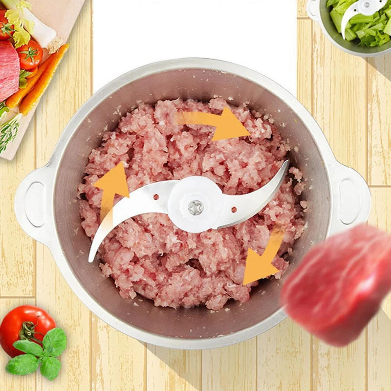 Description Picture 5 of itemFood Chopper Stainless Steel 2L Electrical Food Processor Meat Grinder Blender Mixer Machine Kitchen Appliances,EU Plug