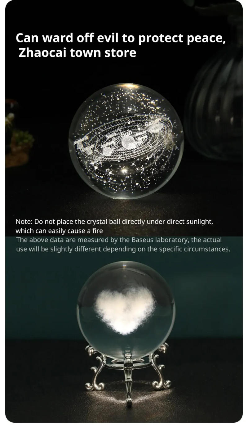 Description Picture 5 of item1pc Crystal Ball Ornament, Space Series Home Decorative Art, Holiday Gift
