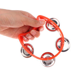 1PC Kindergarten Hand-held Tambourine Metal Bells Plastic Rattle Ball Percussion KTV Party Kids Game Toy Musical Instrument